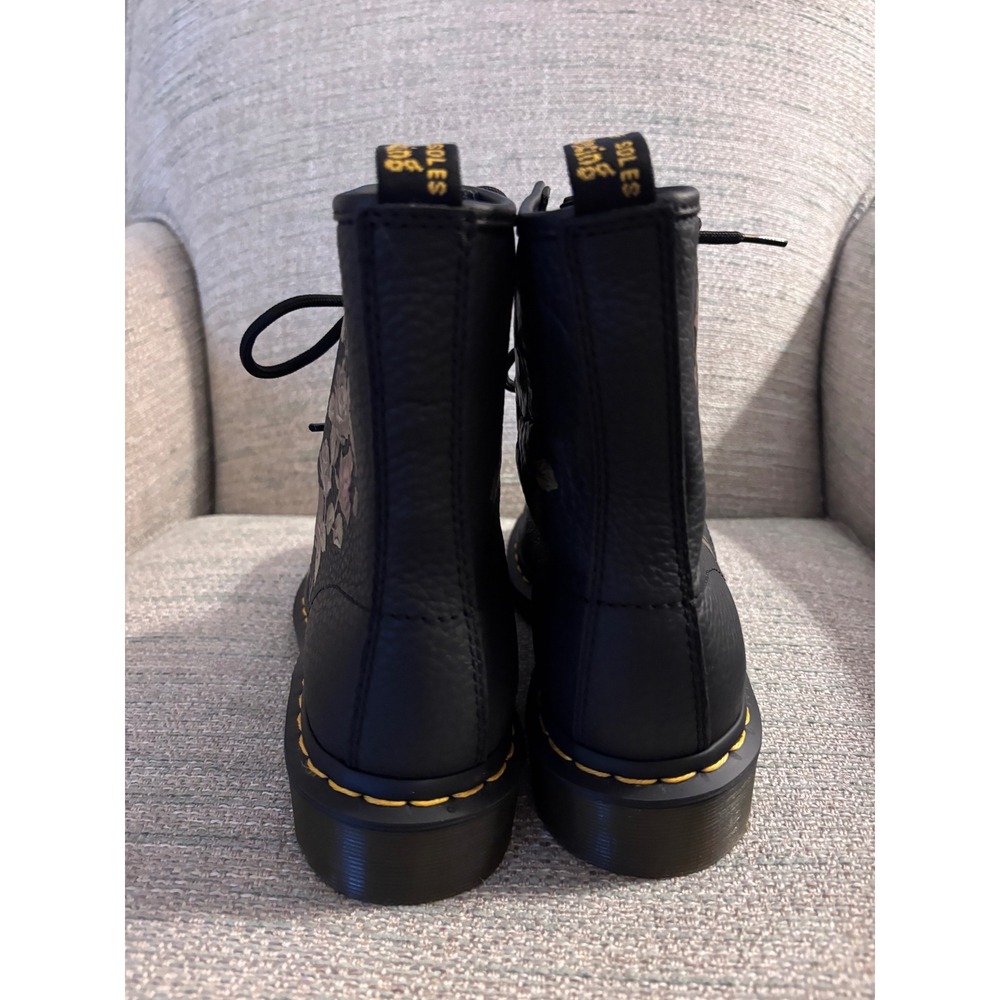 Dr. Martens 1460 Vonda Black Rose Floral Rose Leather Boots Womens Size 7 - Picture 5 of 11